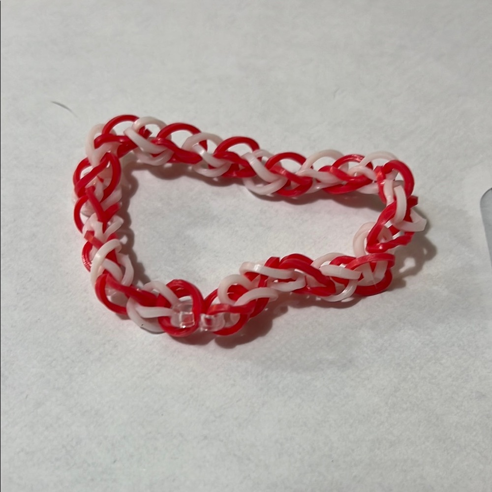 Red and White Rubber Band Bracelet